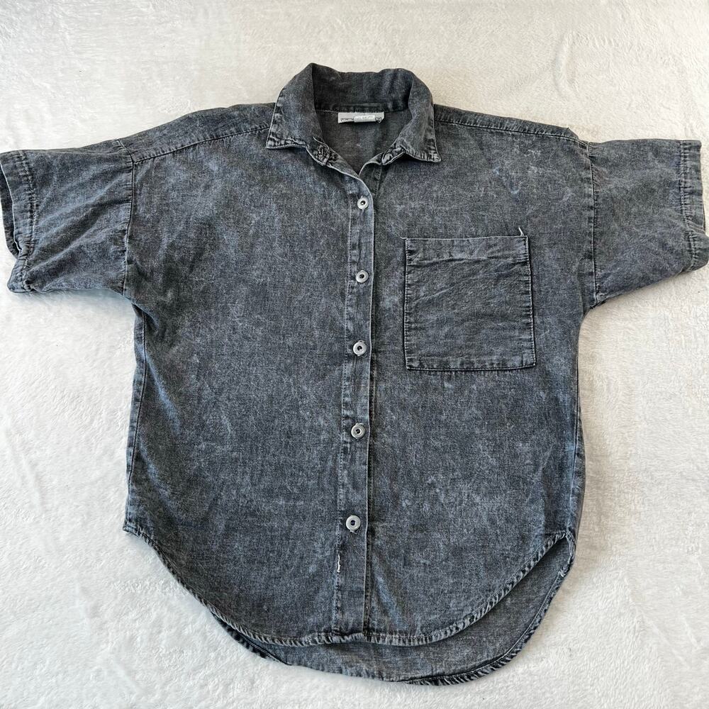 Rosebud II Vintage Gray Stone Washed Button Down Shirt Women's size Small USA